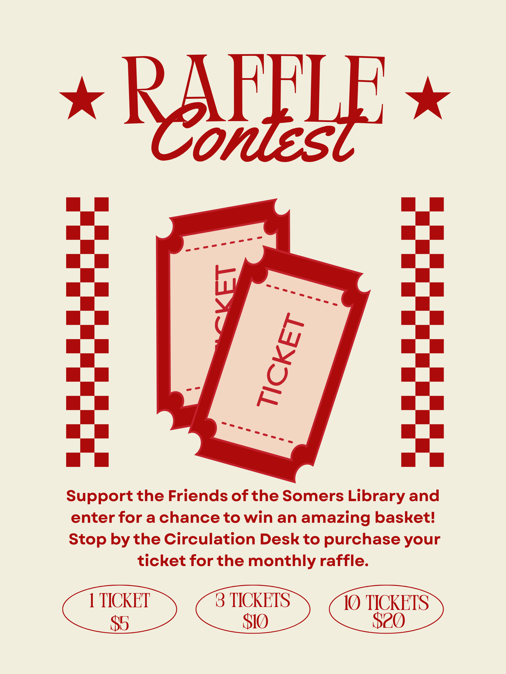 Red and Beige Retro Modern Raffle Contest Poster (1)