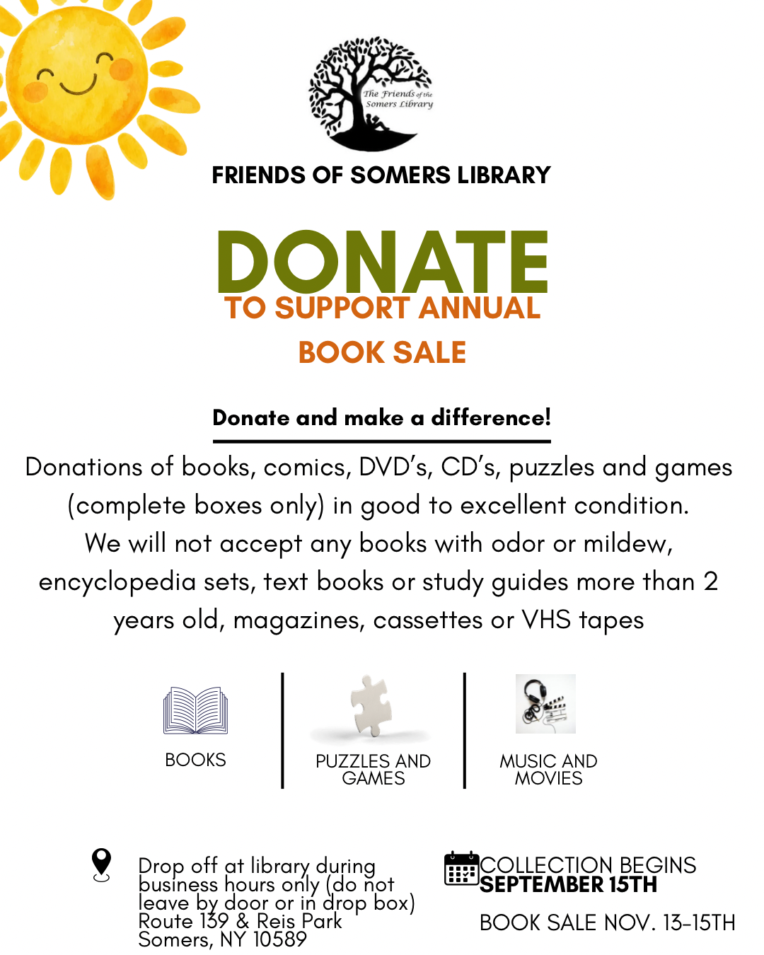 Yellow Black and Green Playful Charity Event Donate Books Instagram Post